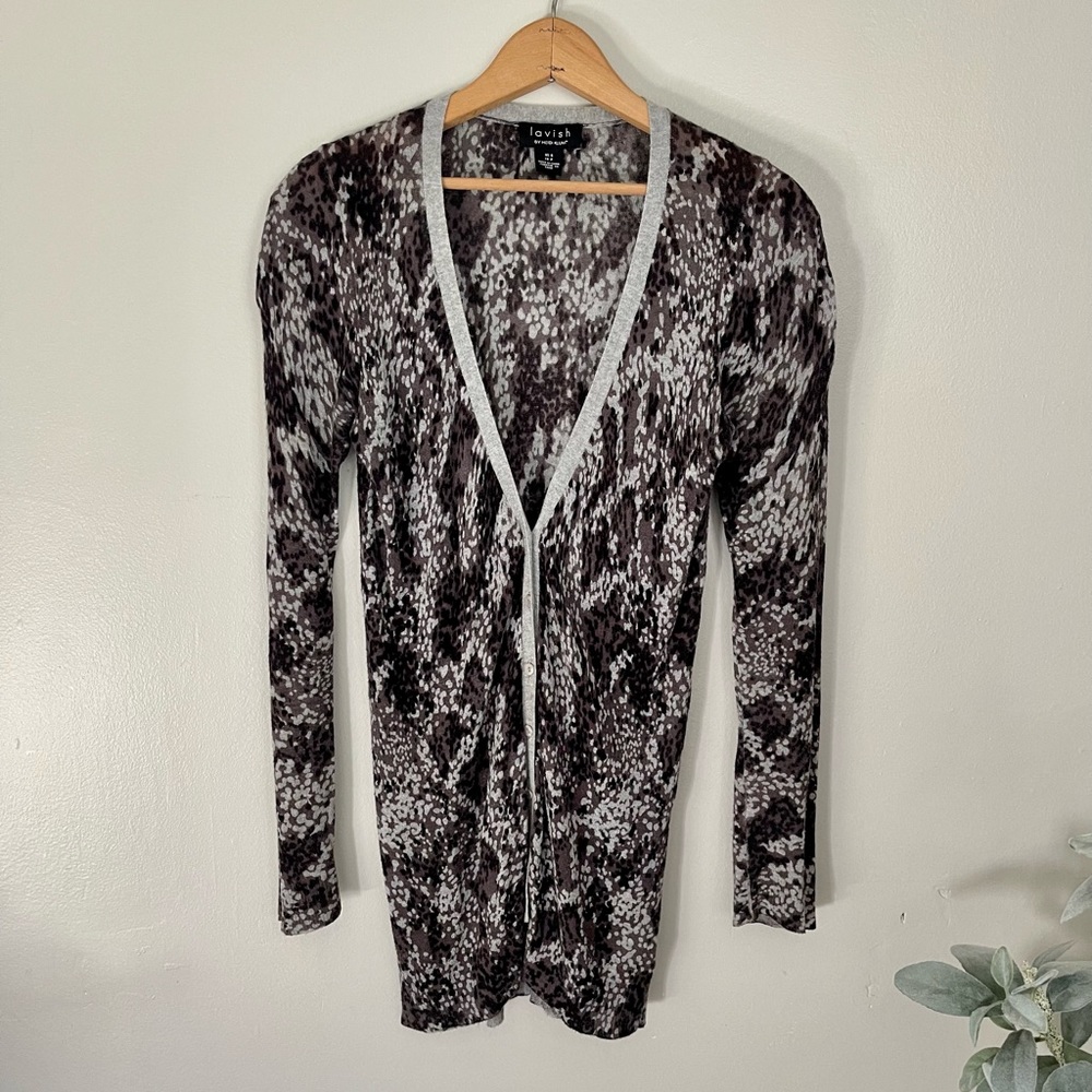 Long Maternity Cardigan | Gray/White | Small